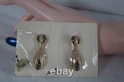 Vtg Crown Trifari Alfred Philippe Rhinestone Teardrop Dangle Clip On Earrings