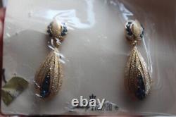 Vtg Crown Trifari Alfred Philippe Rhinestone Teardrop Dangle Clip On Earrings