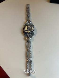 Vtg Crown Trifari Alfred Philippe Rue de la Paix Enamel Pansy Bracelet As Is