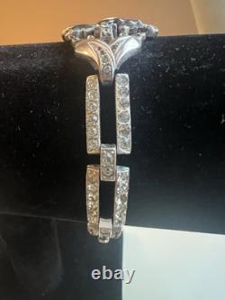 Vtg Crown Trifari Alfred Philippe Rue de la Paix Enamel Pansy Bracelet As Is