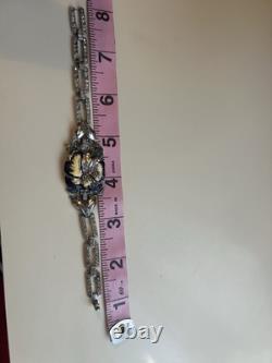 Vtg Crown Trifari Alfred Philippe Rue de la Paix Enamel Pansy Bracelet As Is