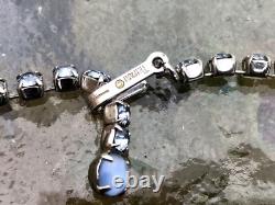 Vtg Crown Trifari Alfred Philippe Translucent Blue Moonstone Glass Necklace Sign