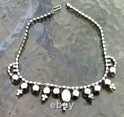 Vtg Crown Trifari Alfred Philippe Translucent Blue Moonstone Glass Necklace Sign