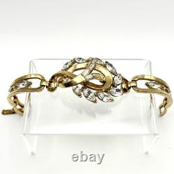 Vtg Crown Trifari Demi Parure Rhinestone Panel Bracelet & Brooch Alfred Philippe