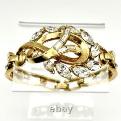 Vtg Crown Trifari Demi Parure Rhinestone Panel Bracelet & Brooch Alfred Philippe