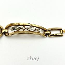 Vtg Crown Trifari Demi Parure Rhinestone Panel Bracelet & Brooch Alfred Philippe