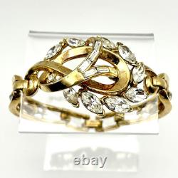 Vtg Crown Trifari Demi Parure Rhinestone Panel Bracelet & Brooch Alfred Philippe