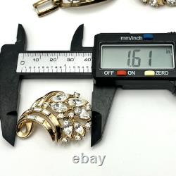 Vtg Crown Trifari Demi Parure Rhinestone Panel Bracelet & Brooch Alfred Philippe