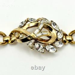 Vtg Crown Trifari Demi Parure Rhinestone Panel Bracelet & Brooch Alfred Philippe