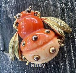 Vtg Crown Trifari Lucite Bug Bee Brooch Gradient Body Alfred Philippe RARE