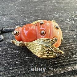 Vtg Crown Trifari Lucite Bug Bee Brooch Gradient Body Alfred Philippe RARE