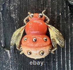 Vtg Crown Trifari Lucite Bug Bee Brooch Gradient Body Alfred Philippe RARE