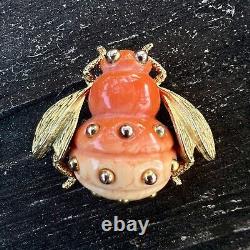 Vtg Crown Trifari Lucite Bug Bee Brooch Gradient Body Alfred Philippe RARE