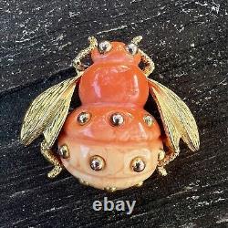 Vtg Crown Trifari Lucite Bug Bee Brooch Gradient Body Alfred Philippe RARE