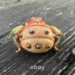 Vtg Crown Trifari Lucite Bug Bee Brooch Gradient Body Alfred Philippe RARE