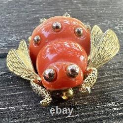 Vtg Crown Trifari Lucite Bug Bee Brooch Gradient Body Alfred Philippe RARE