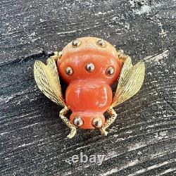 Vtg Crown Trifari Lucite Bug Bee Brooch Gradient Body Alfred Philippe RARE