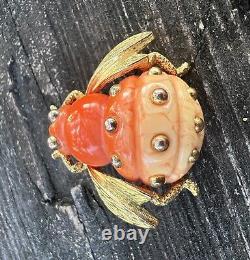 Vtg Crown Trifari Lucite Bug Bee Brooch Gradient Body Alfred Philippe RARE