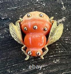 Vtg Crown Trifari Lucite Bug Bee Brooch Gradient Body Alfred Philippe RARE