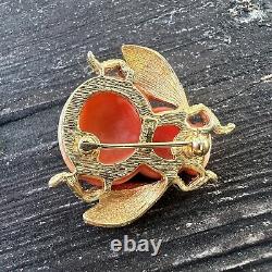 Vtg Crown Trifari Lucite Bug Bee Brooch Gradient Body Alfred Philippe RARE