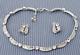 Vtg Crown Trifari White Rhinestone Silvertone Alfred Philippe Necklace Earrings