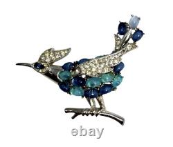 Vtg High End Rare Crown Trifari Alfred Philippe Bird Rhinestone Brooch Jewelry