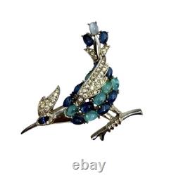 Vtg High End Rare Crown Trifari Alfred Philippe Bird Rhinestone Brooch Jewelry