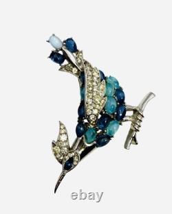 Vtg High End Rare Crown Trifari Alfred Philippe Bird Rhinestone Brooch Jewelry