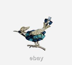 Vtg High End Rare Crown Trifari Alfred Philippe Bird Rhinestone Brooch Jewelry