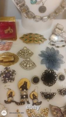 Vtg Jewelry Lot Trifari Eisenberg Weiss Taxco Mex Sterl Vendome J Strongwater
