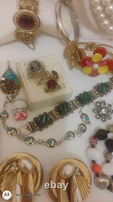 Vtg Jewelry Lot Trifari Eisenberg Weiss Taxco Mex Sterl Vendome J Strongwater