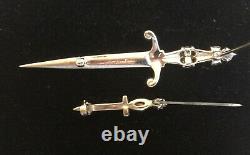 Vtg Lge TRIFARI STERLING SILVER RHINESTONE SWORD PIN ALFRED PHILIPPE 1940 +BONUS