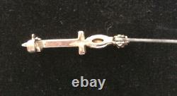 Vtg Lge TRIFARI STERLING SILVER RHINESTONE SWORD PIN ALFRED PHILIPPE 1940 +BONUS