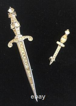 Vtg Lge TRIFARI STERLING SILVER RHINESTONE SWORD PIN ALFRED PHILIPPE 1940 +BONUS