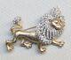 Vtg Lion Brooch Crown TRIFARI Sign Alfred Philippe Phinestone Ruby Setting 764w