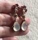 Vtg Rare Crown Trifari Alfred Philippe Earings, Clair de Lune Glass Moonstone