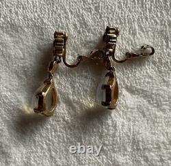 Vtg Rare Crown Trifari Alfred Philippe Earings, Clair de Lune Glass Moonstone