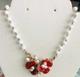 Vtg Rare Crown Trifari Alfred Philippe Red Pured Glass Flower Necklace