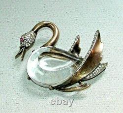 Vtg Sterling Silver Jelly Belly Swan Brooch TRIFARI Signed Alfred Philippe 526a
