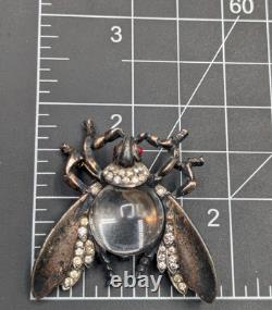 Vtg Sterling TRIFARI Alfred Philippe Clear Jelly Belly Rhinestone Bug Fly Brooch