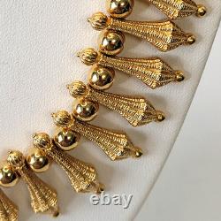 Vtg Super Rare TRIFARI Alfred Philippe Gold Tone Ball Egyptian Revival Necklace