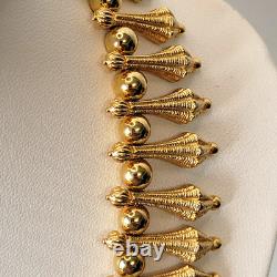 Vtg Super Rare TRIFARI Alfred Philippe Gold Tone Ball Egyptian Revival Necklace