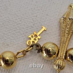 Vtg Super Rare TRIFARI Alfred Philippe Gold Tone Ball Egyptian Revival Necklace
