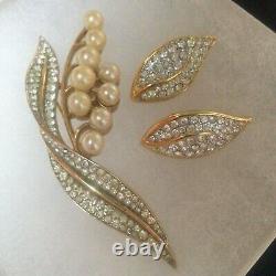 Vtg. TRIFARI Alfred Philippe Lily of the Valley Brooch & Coordinating Earrings