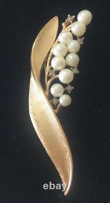 Vtg TRIFARI Alfred Philippe Lily of the Valley Brooch and Coordinating Earrings