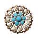 Vtg TRIFARI Philippe Sterling Ruby Spangles Turquoise Cabochons Flower Fur Clip