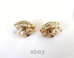 Vtg Trifari A. Philippe Meteor Rhinestone Necklace, Earrings, Brooch Parure