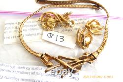 Vtg Trifari A. Philippe Meteor Rhinestone Necklace, Earrings, Brooch Parure