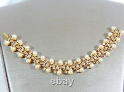 Vtg Trifari A. Philippe Simulated Pearl Rhinestone 18kgp 7.25 Bracelet