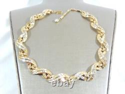 Vtg Trifari Alfred Philippe Baguette Rhinestone 18kgp Ribbon Necklace Rare Htf